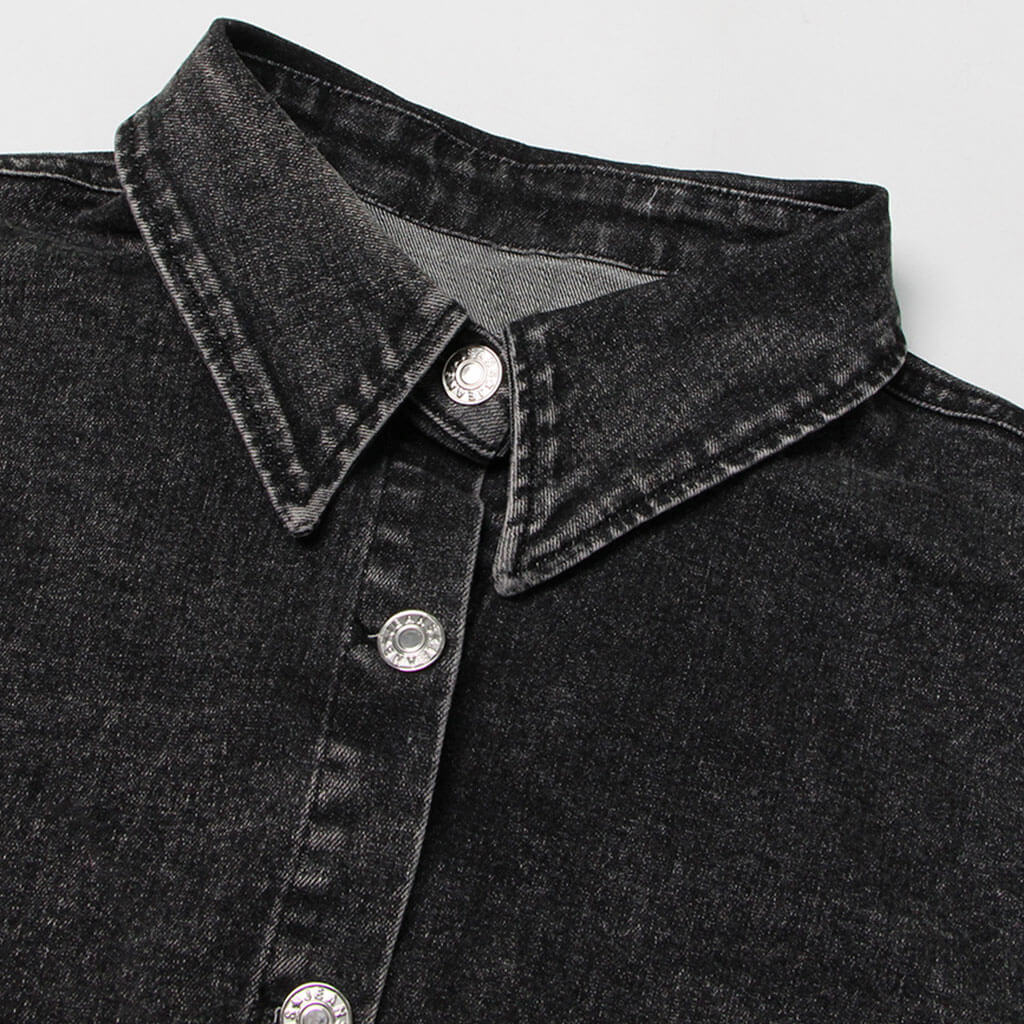 Stylish Button Down Cargo Pocket Micro Mini Denim Skirt Matching Set - Image 5