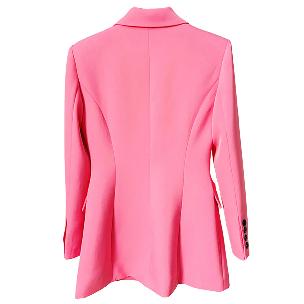Stylish Lapel Neck Contrast Single Breasted Tailored Blazer - Pink - Image 5
