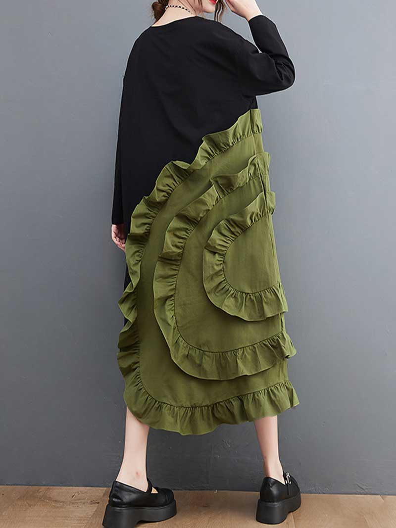 Stylish Ruffle A-Line Dress - Image 3