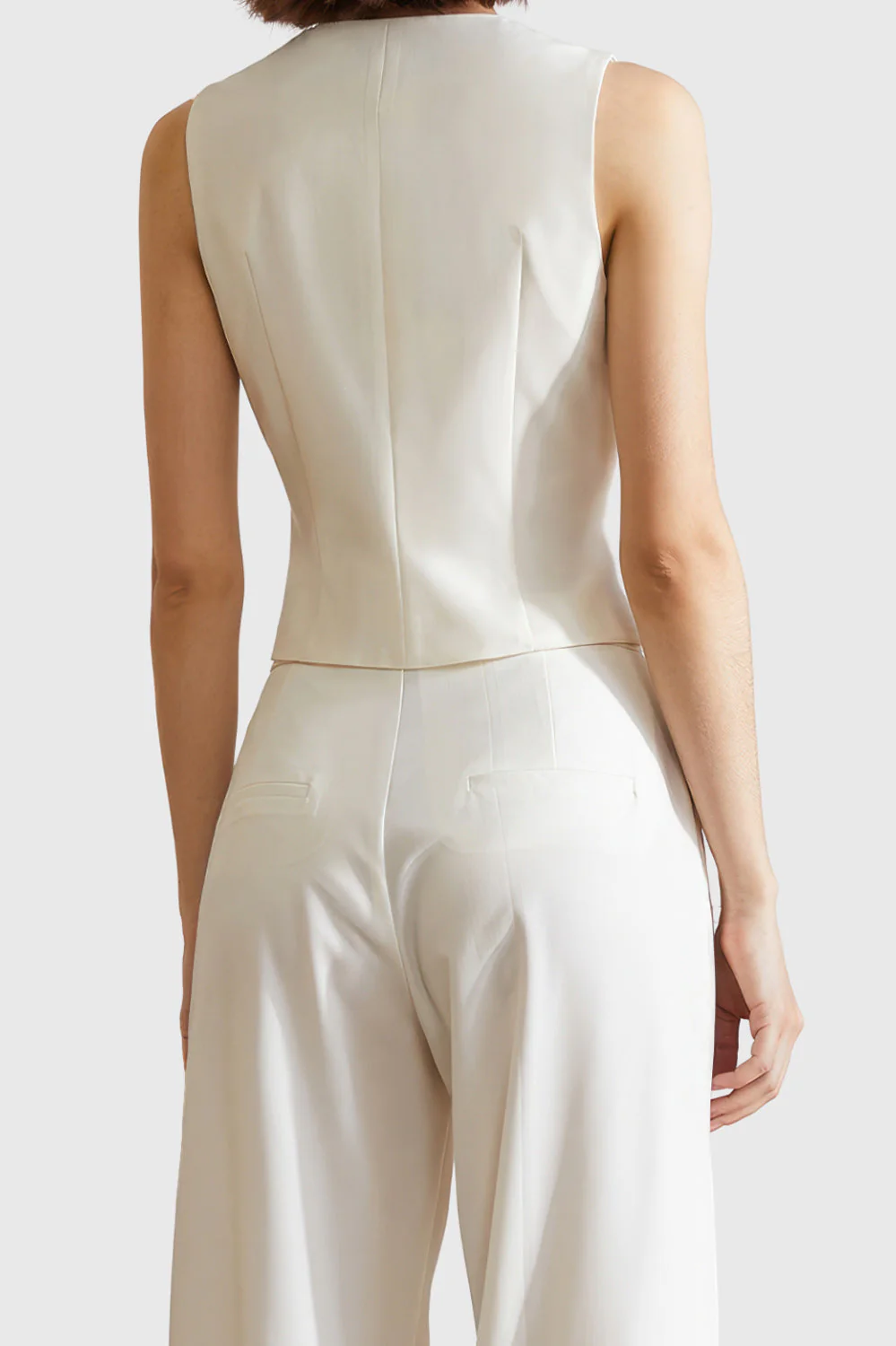 Suit Vest with Square Neckline - Beige - Image 3