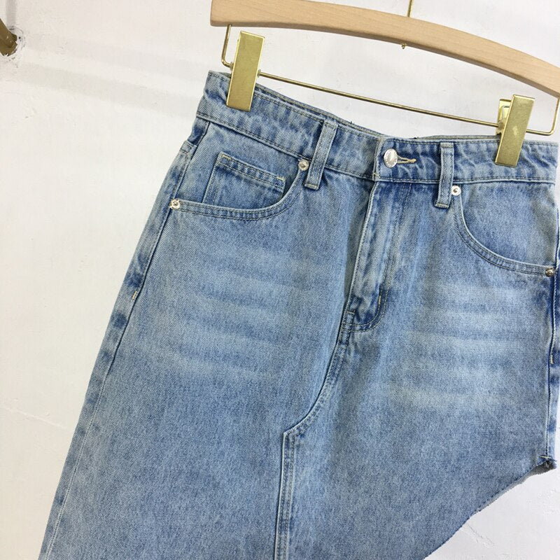 MORIKO ASYMMETRIC HIGH Waist MAXI DENIM Skirt - Image 3