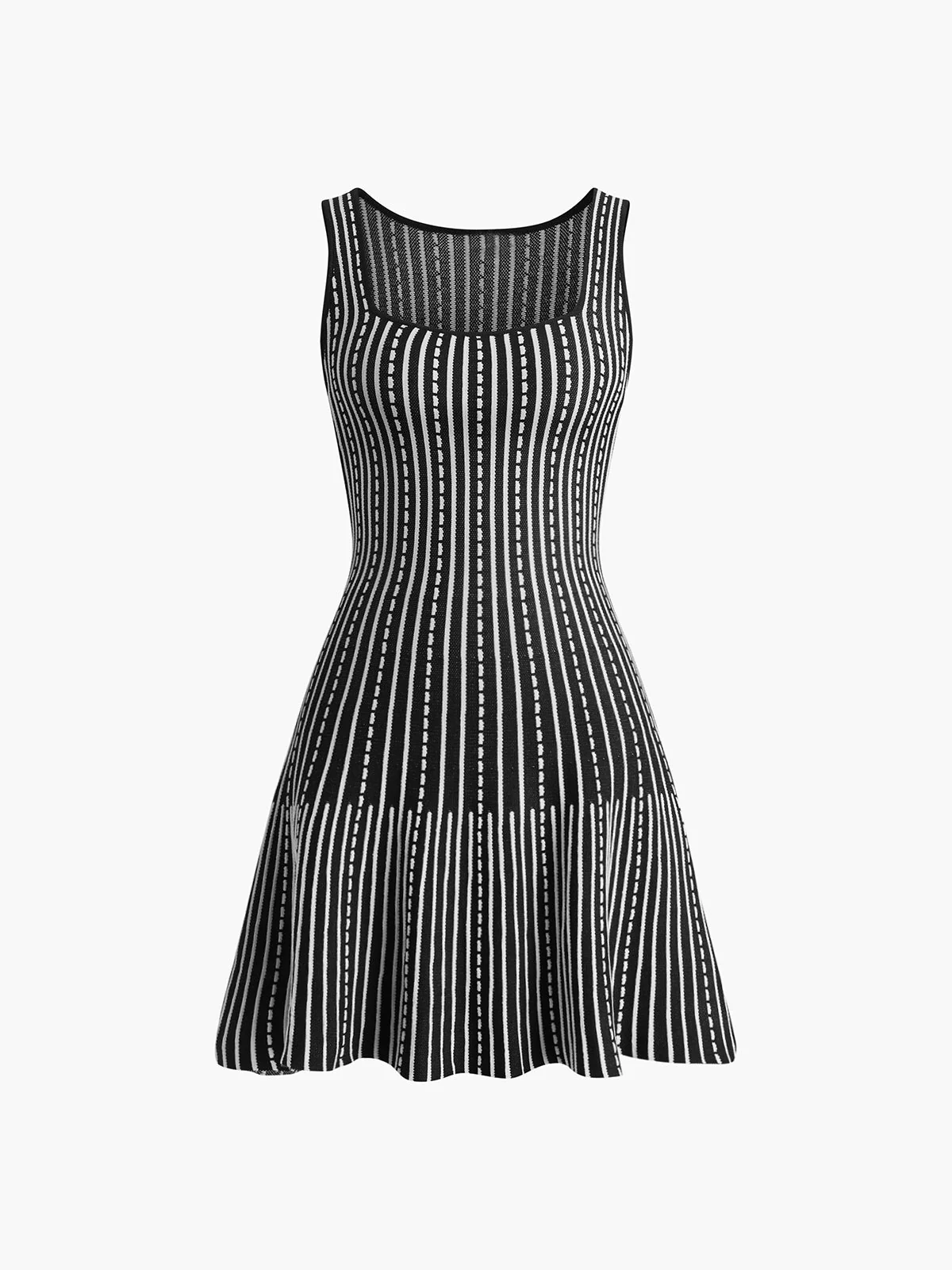 Summer Contrast Trim Striped Short Dress - Image 3
