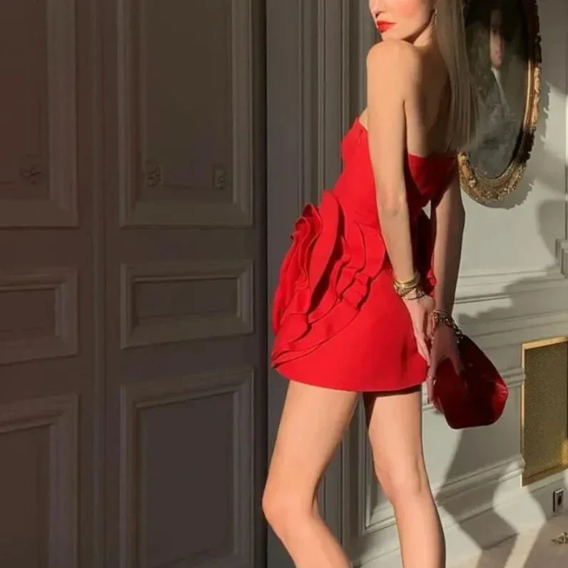 3D ROSES RED Mini Dress - Image 3