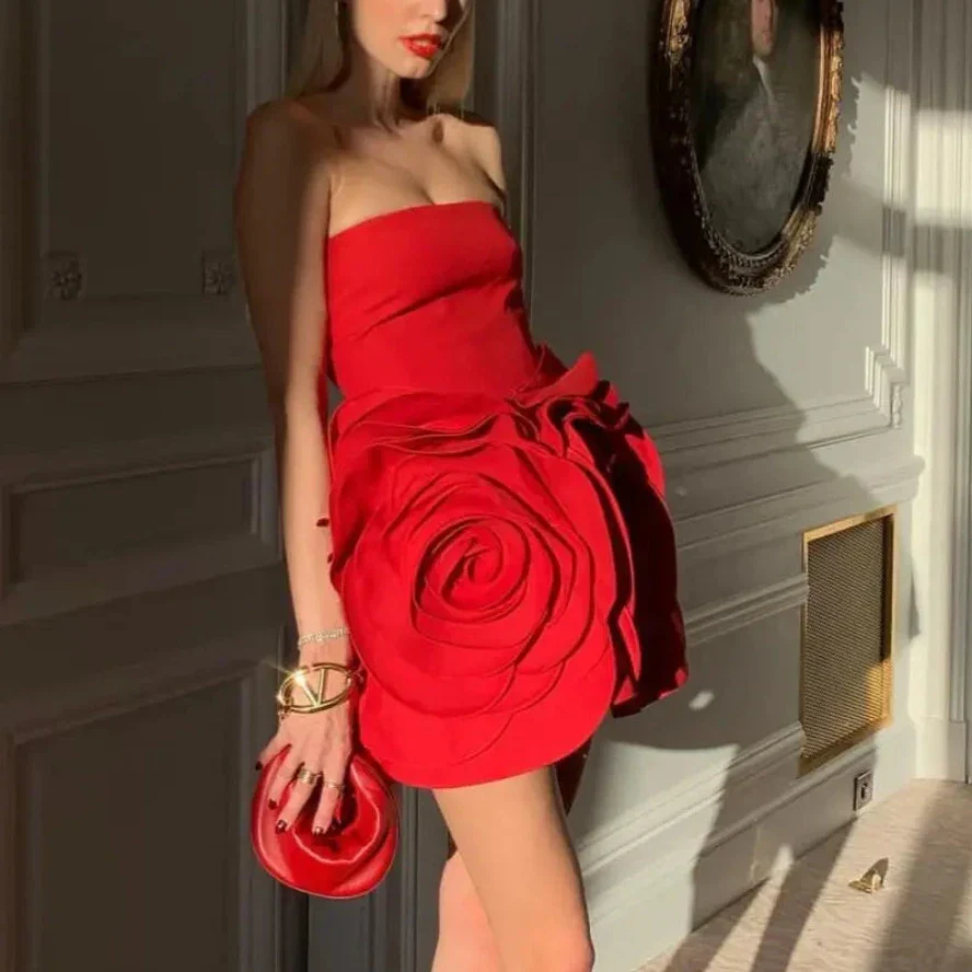 3D ROSES RED Mini Dress - Image 4