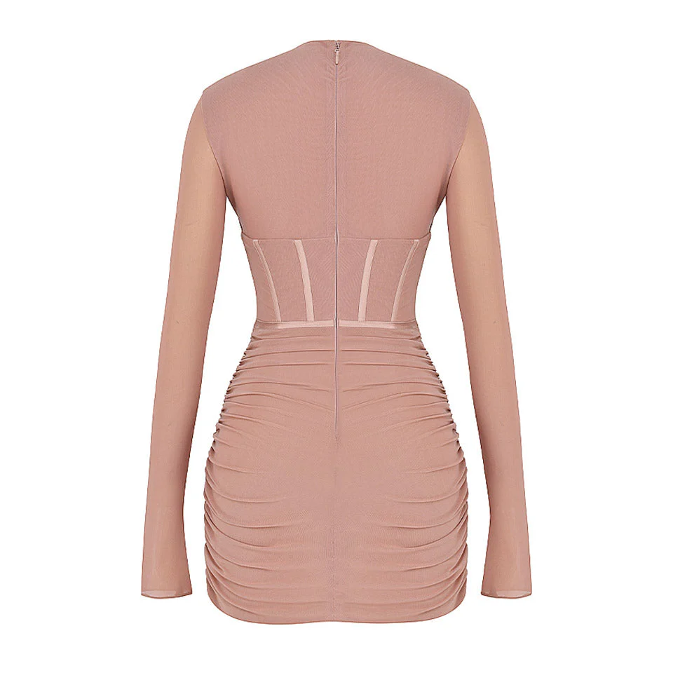 EMA Long Sleeve Lace UP Mini Dress - Image 6