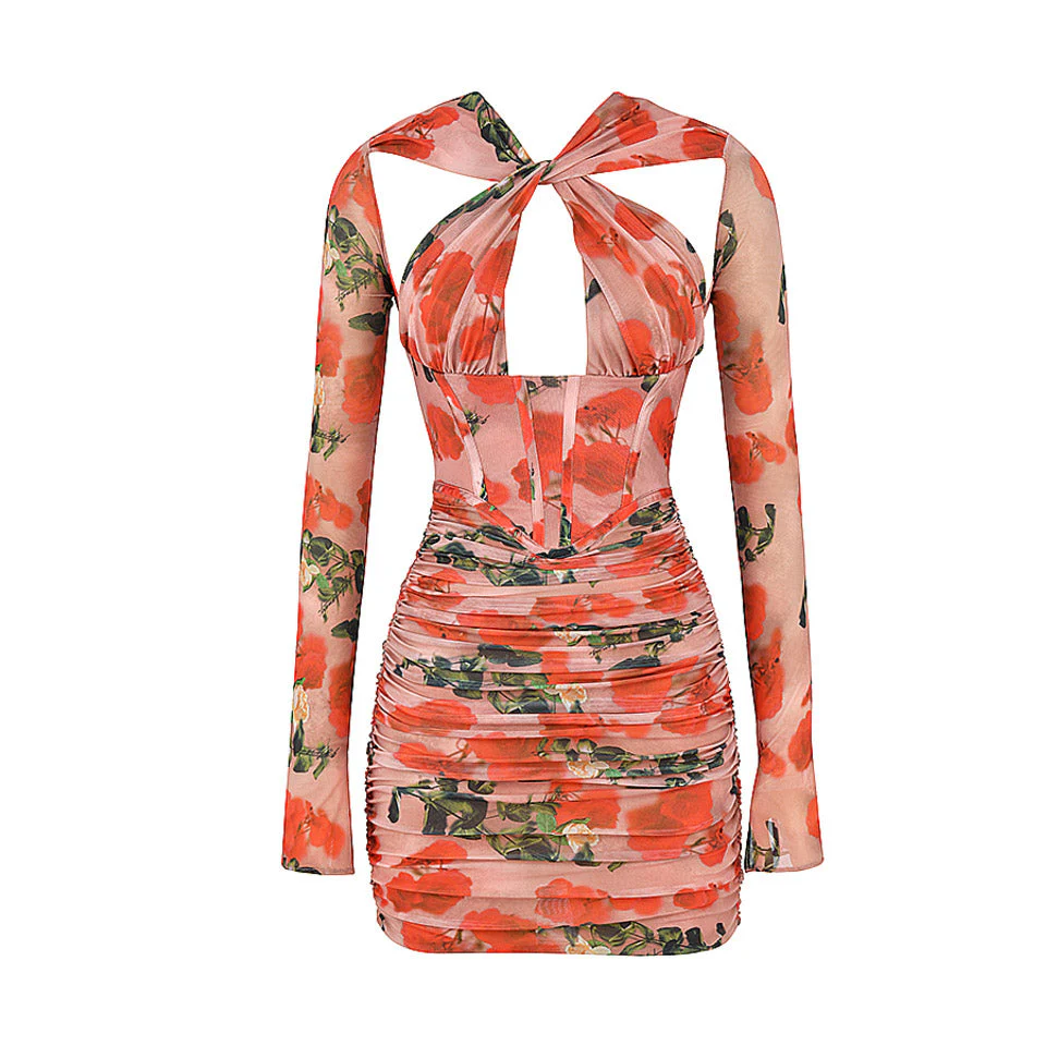EMA Long Sleeve Lace UP Mini Dress - Image 7