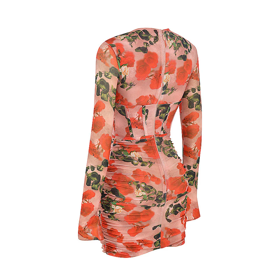 EMA Long Sleeve Lace UP Mini Dress - Image 8