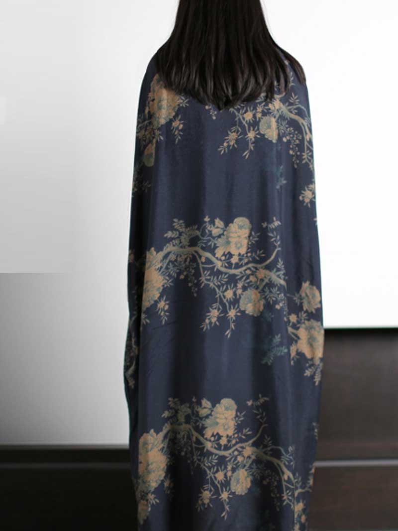 Summer wear Printed Silk Dark-Blue Kaftan Dress - Image 2