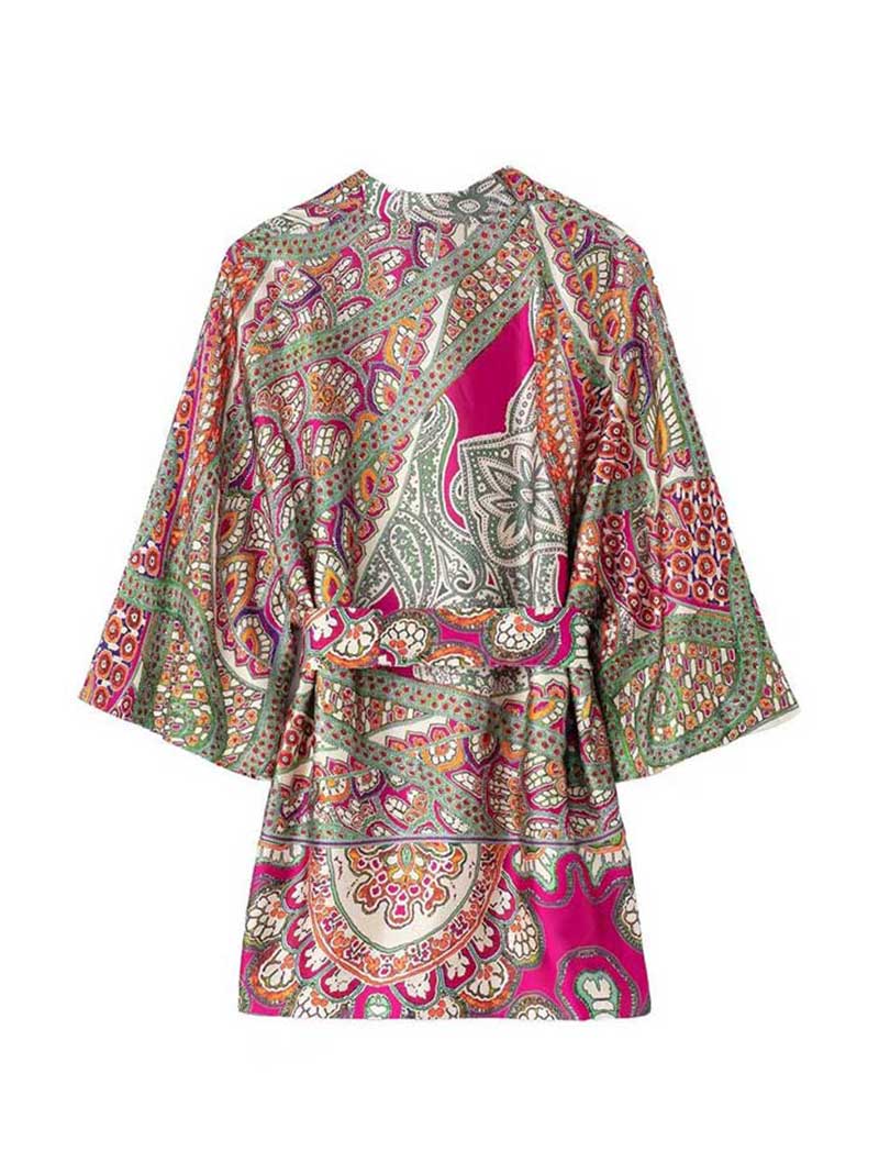 Summer Paisley Print jacket Style Kimono Gown Robe - Image 2