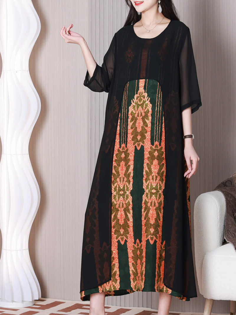 Sun Shine Round Neck A-line Dress - Image 2