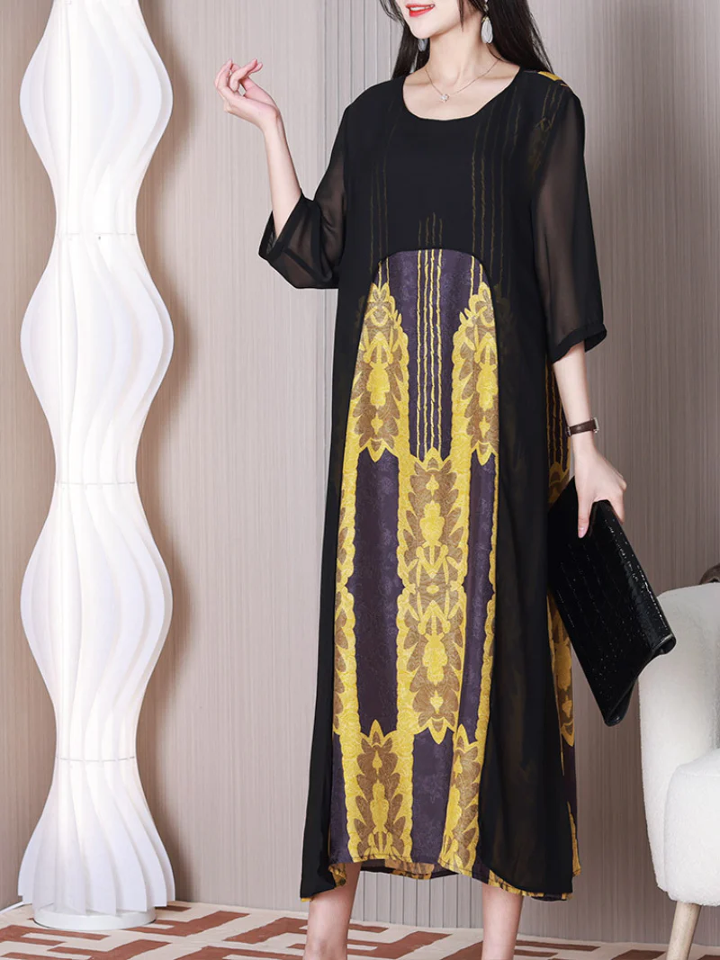 Sun Shine Round Neck A-line Dress - Image 3