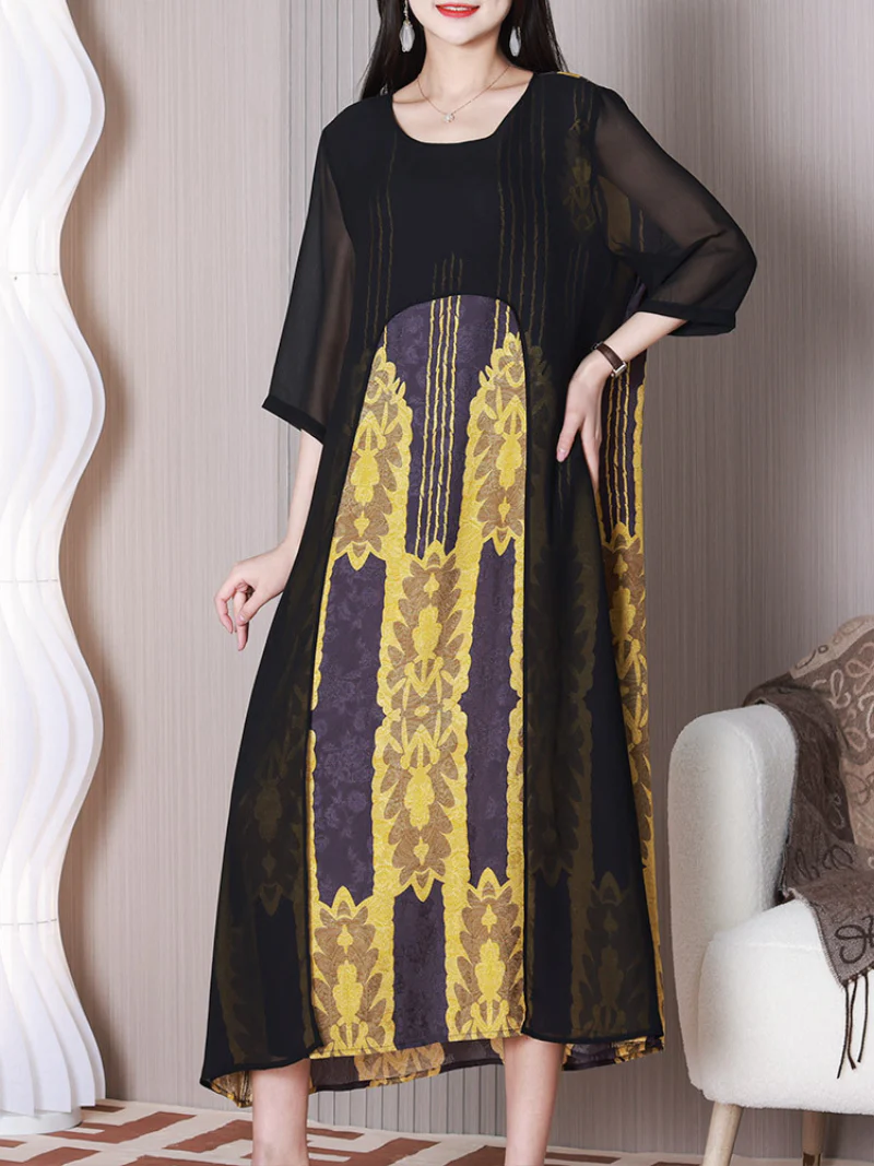 Sun Shine Round Neck A-line Dress - Image 5