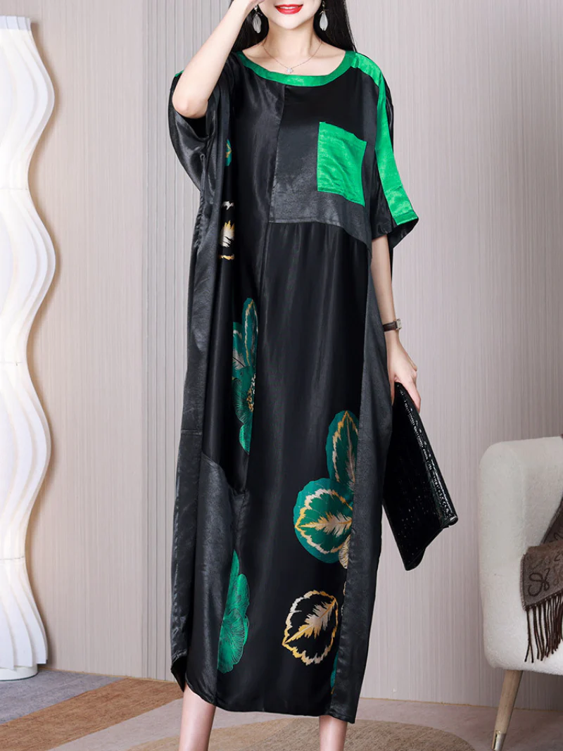 Sun Shine Round Neck Short Sleeves A-line Dress - Image 3