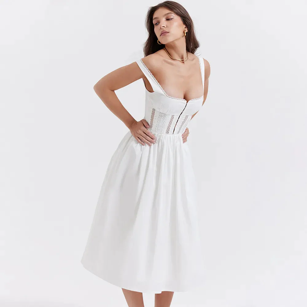 WHITE SleeveLESS MIDI Dress - Image 2