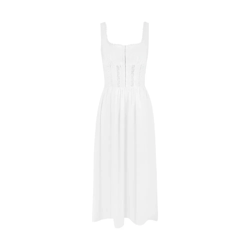 WHITE SleeveLESS MIDI Dress - Image 5