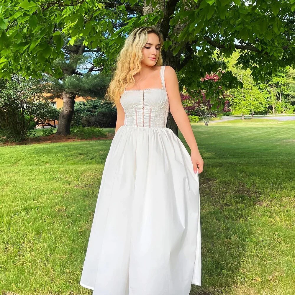 WHITE SleeveLESS MIDI Dress - Image 6