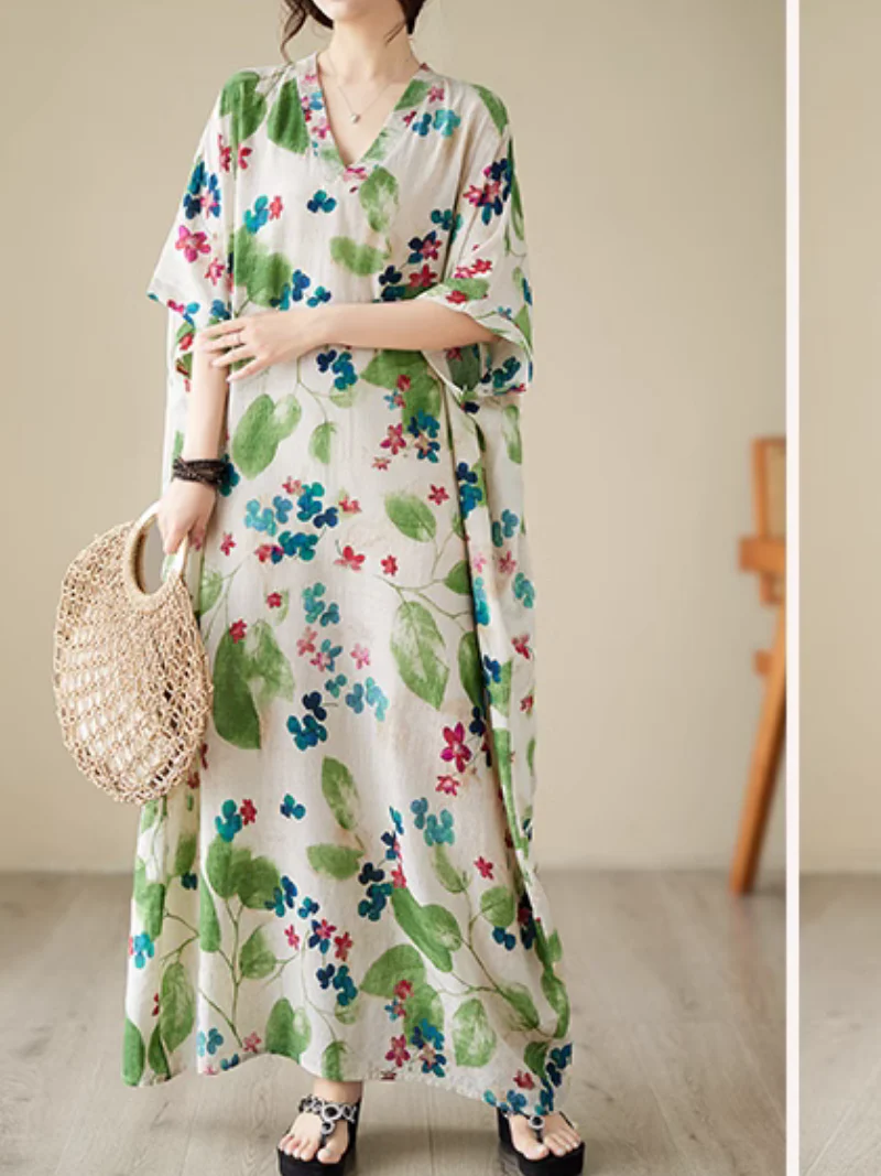 Sunset Serenad Pattern Beach Kaftan Dress - Image 2