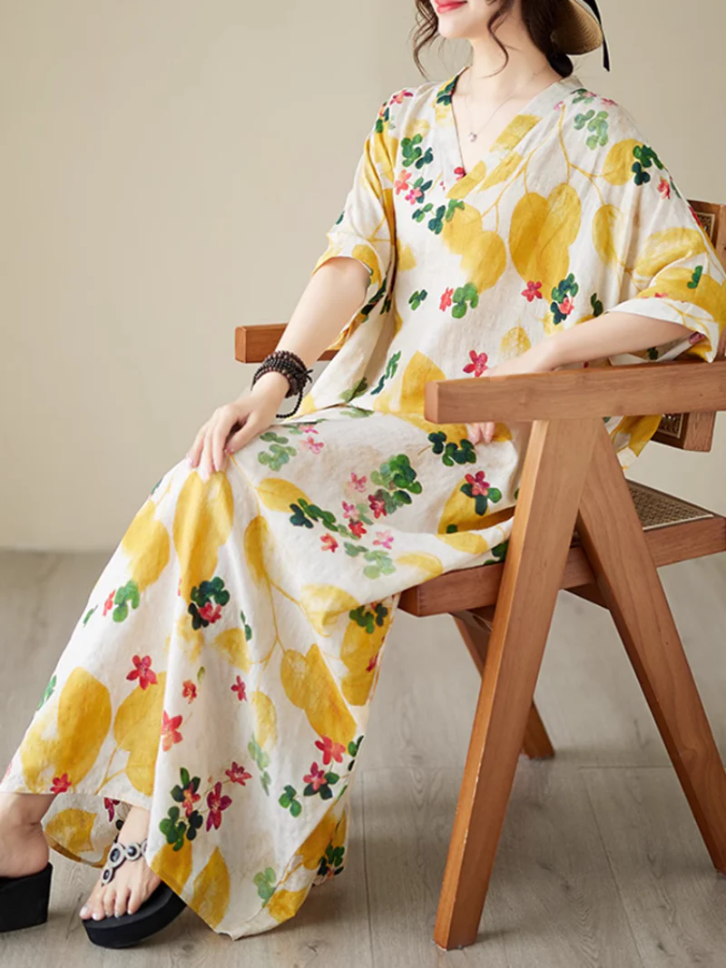 Sunset Serenad Pattern Beach Kaftan Dress - Image 5