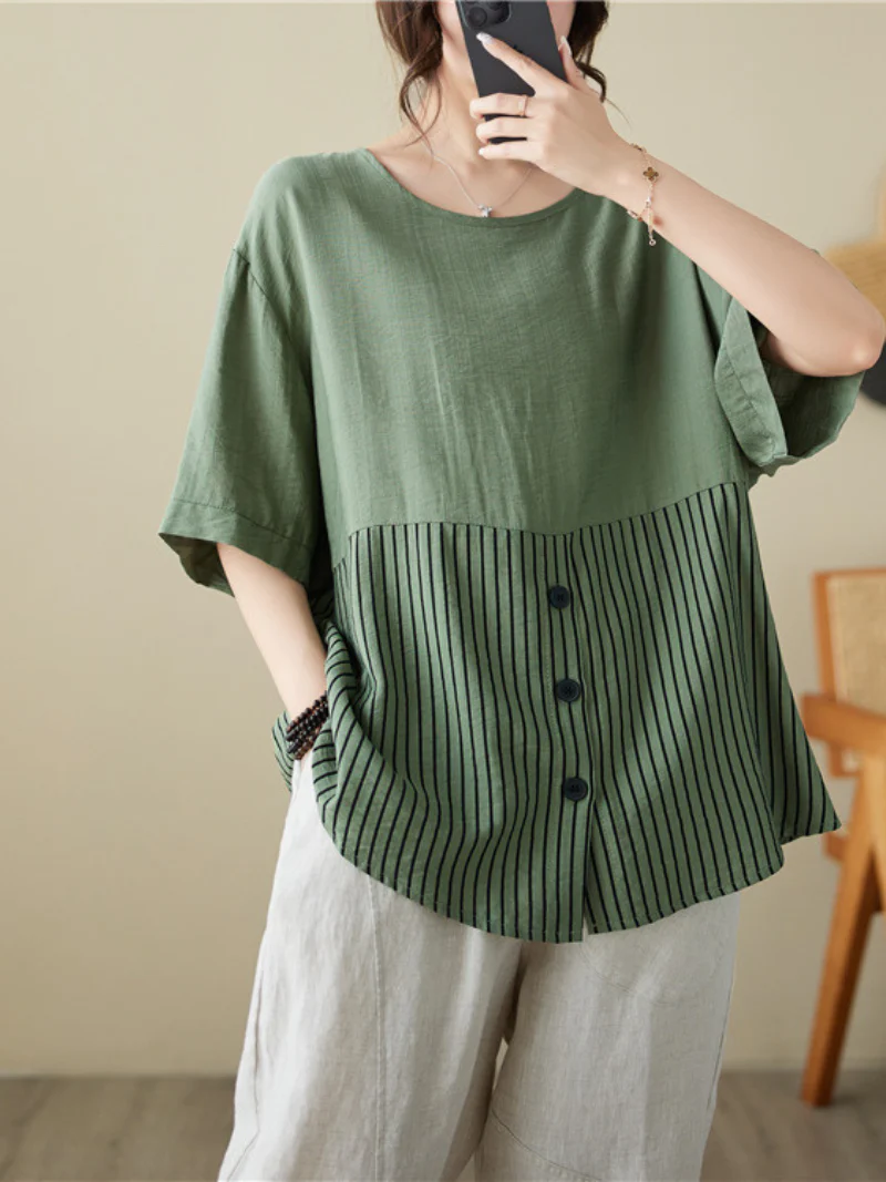 Sunshine Haven Graceful Striped Tops - Image 2