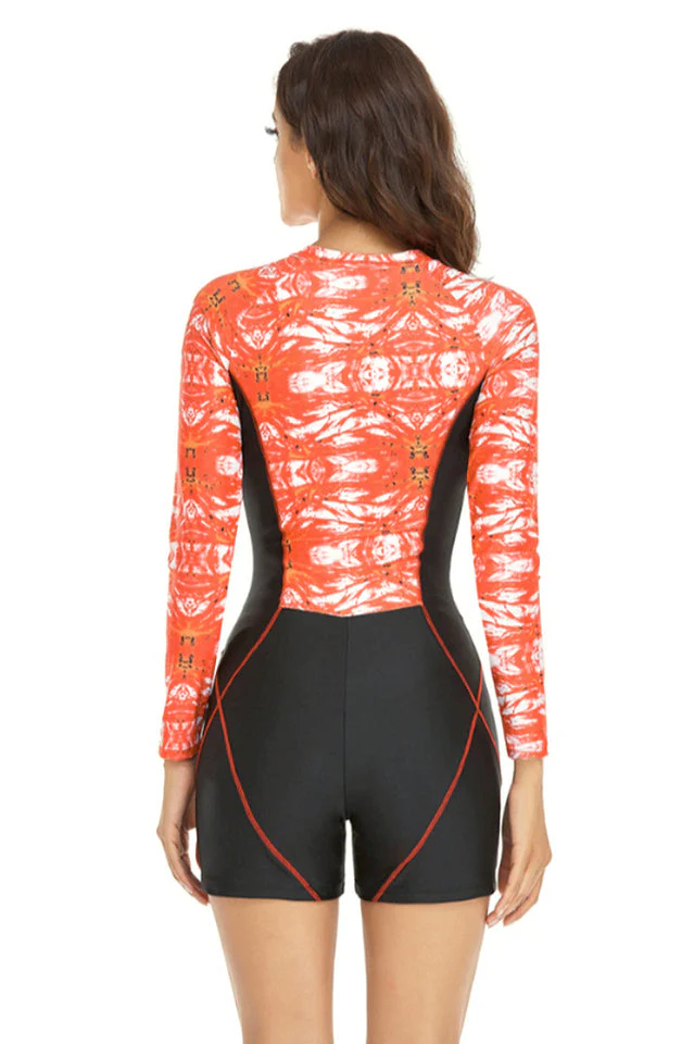 Surf Print Long Sleeve One Piece Swimsuit - Image 10