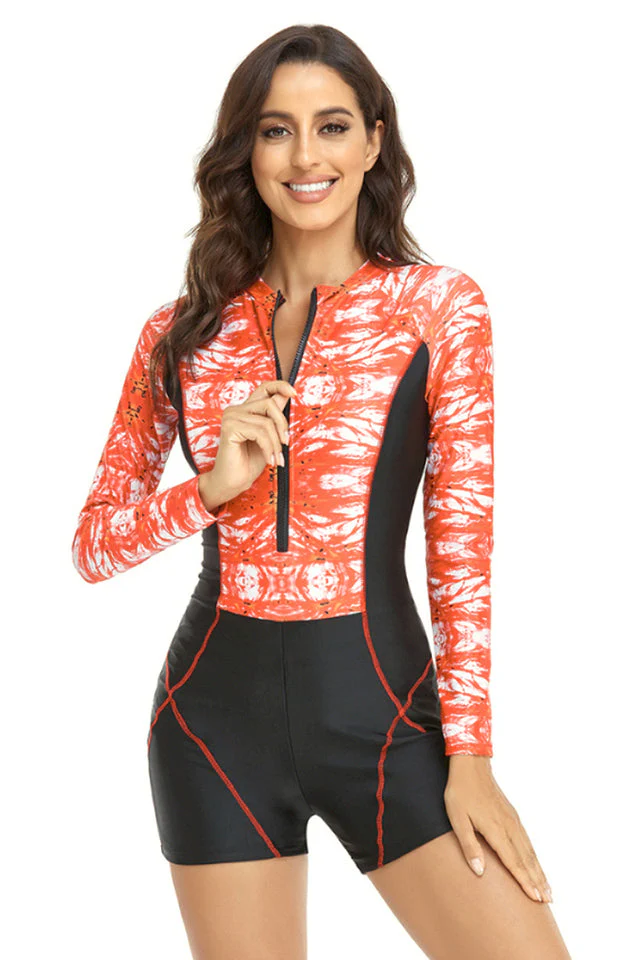 Surf Print Long Sleeve One Piece Swimsuit - Image 7