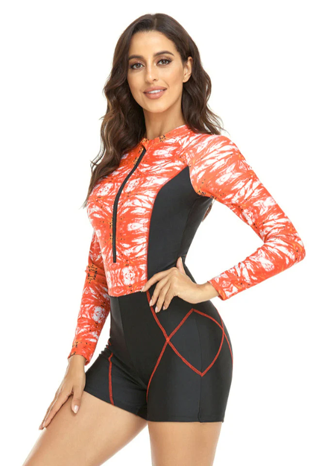 Surf Print Long Sleeve One Piece Swimsuit - Image 8