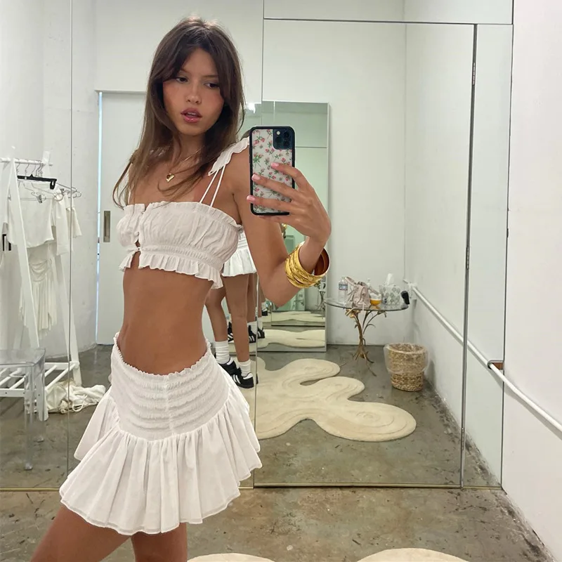 WHITE PLEATED TOP and Mini Skirt SET - Image 8