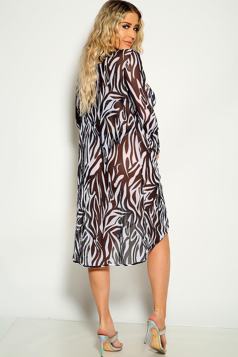 Zebra Print Cut Out Strappy Two Piece Swimsuit - Image 5