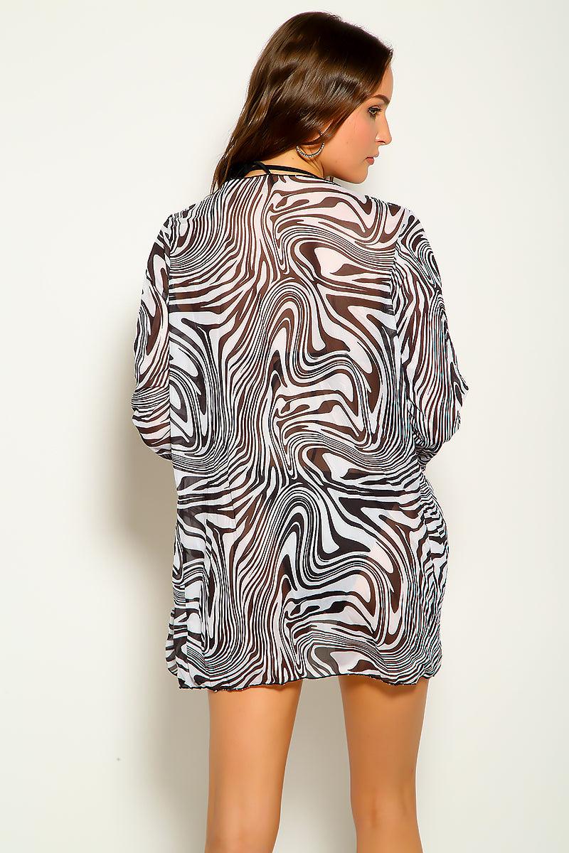 Zebra Print Long Sleeve Three Piece Swimsuit - Image 6