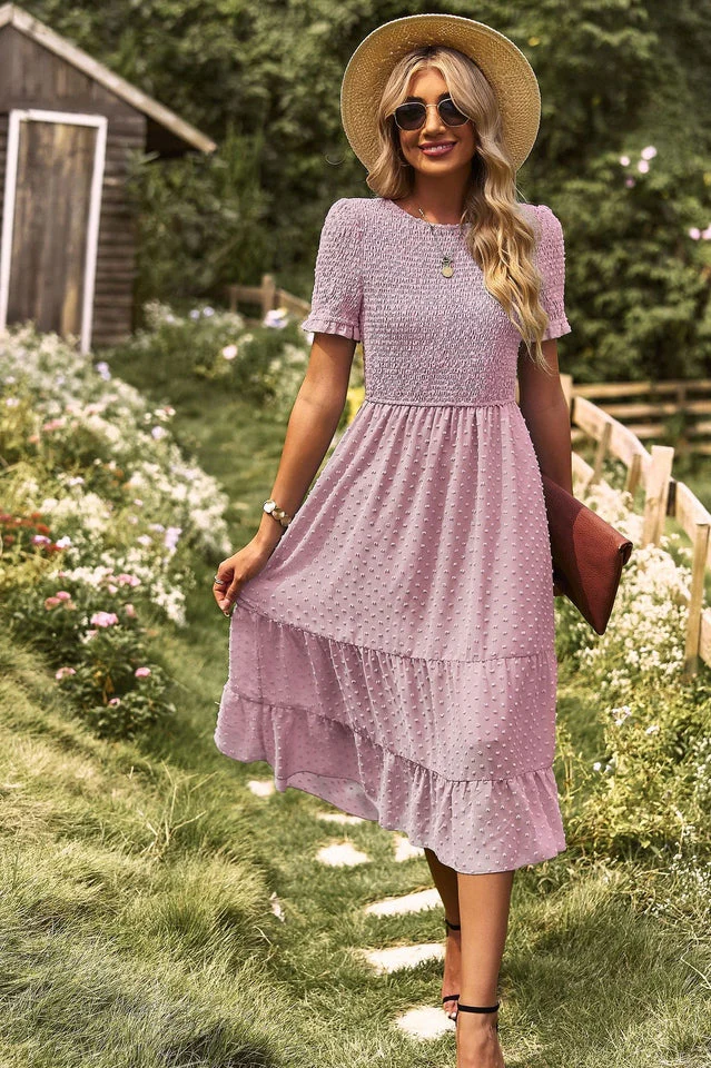 Swiss Dot Ruffle Hem Dress - Image 13
