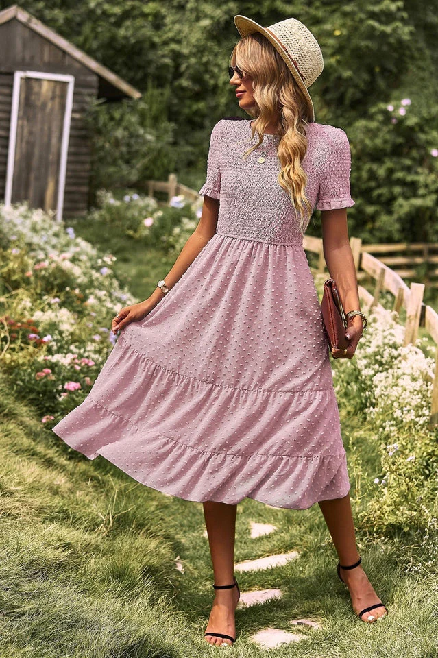 Swiss Dot Ruffle Hem Dress - Image 14