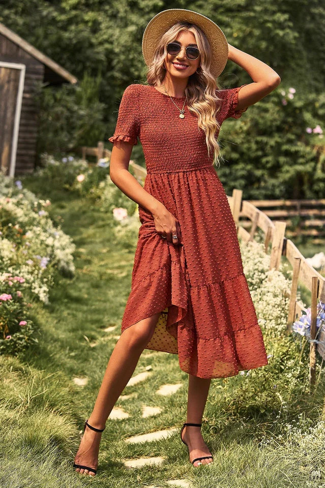 Swiss Dot Ruffle Hem Dress - Image 19