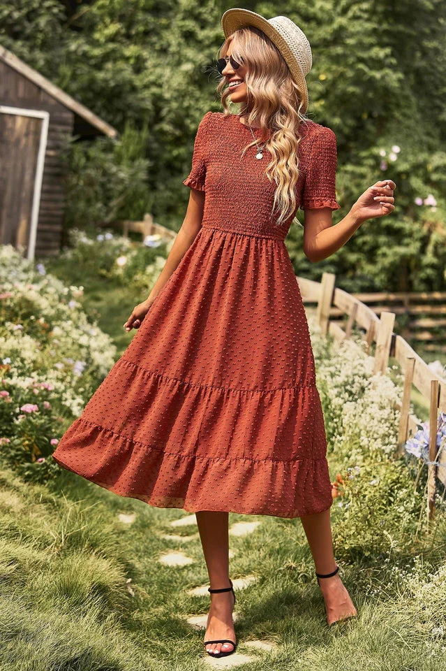 Swiss Dot Ruffle Hem Dress - Image 21