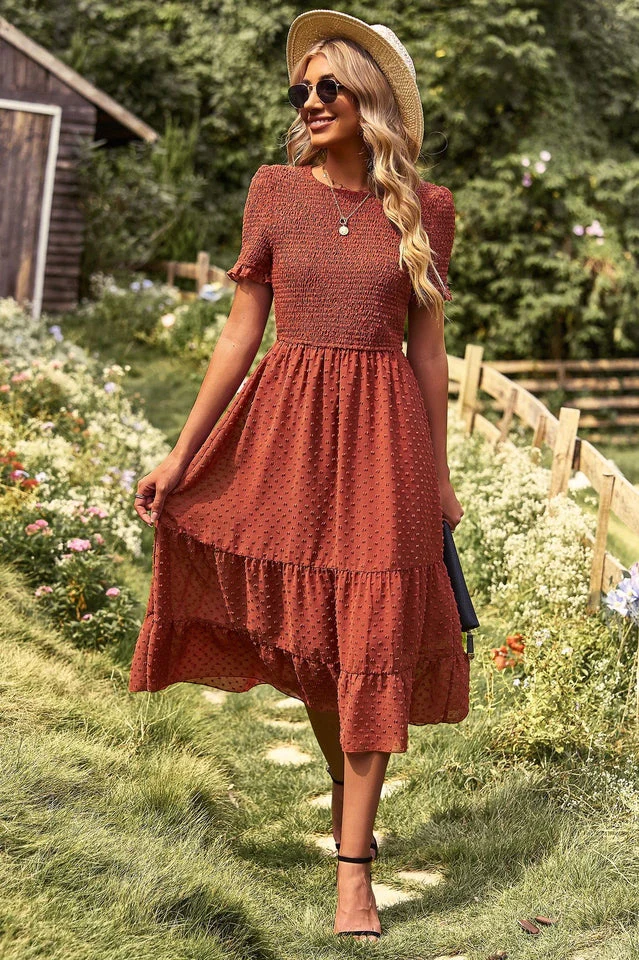 Swiss Dot Ruffle Hem Dress - Image 29