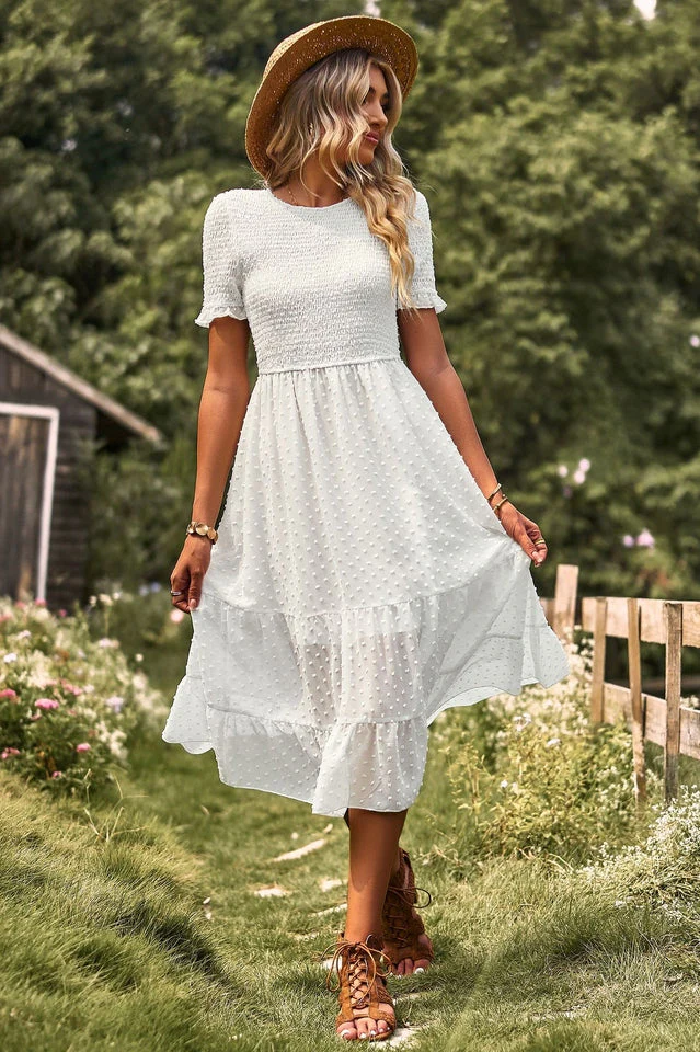 Swiss Dot Ruffle Hem Dress - Image 3