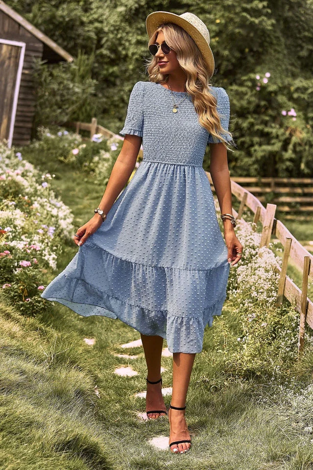 Swiss Dot Ruffle Hem Dress - Image 6