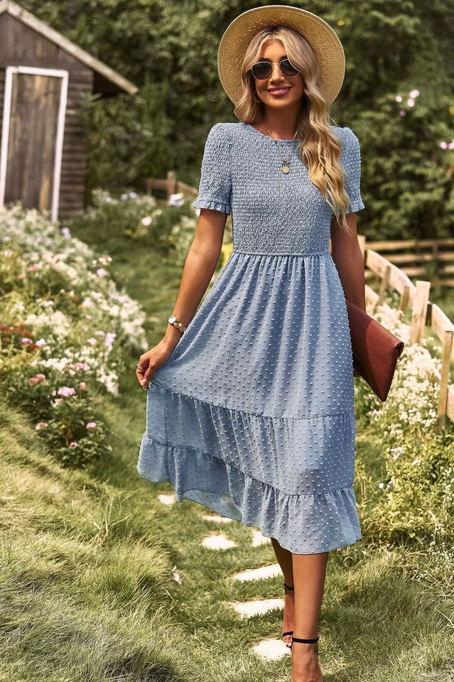 Swiss Dot Ruffle Hem Dress - Image 9
