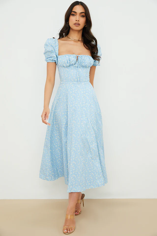 Tallulah Blue Ivory Print Midi Dress - Image 5