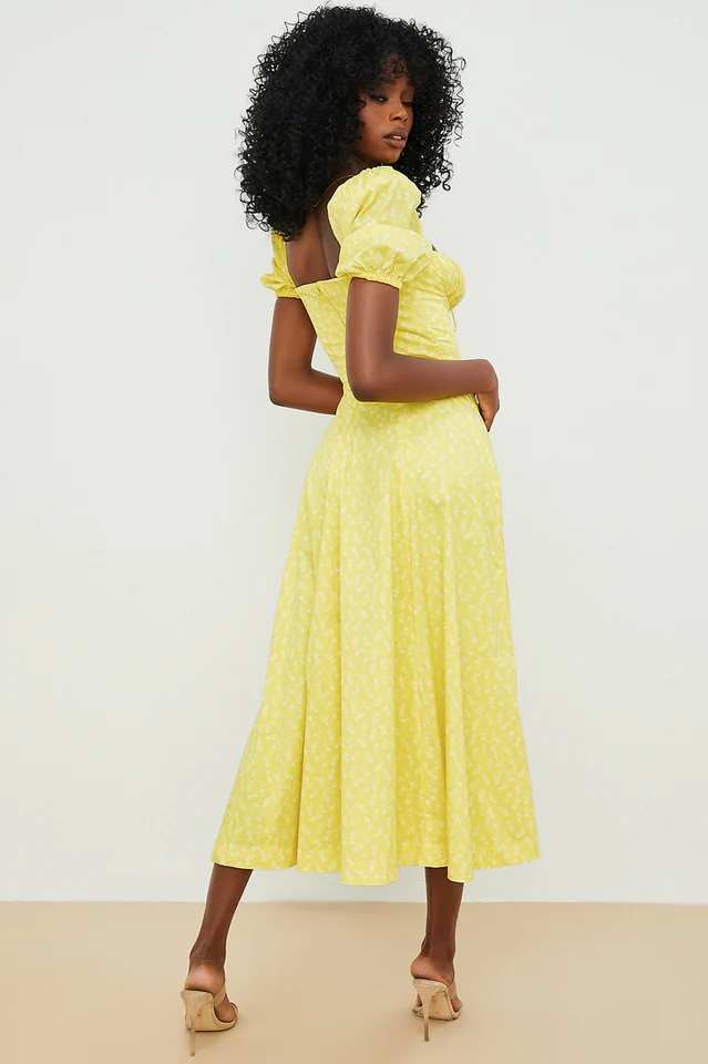 Tallulah Yellow Printed Midi Dress - Image 7
