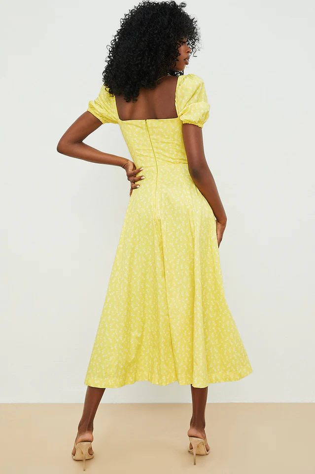 Tallulah Yellow Printed Midi Dress - Image 8