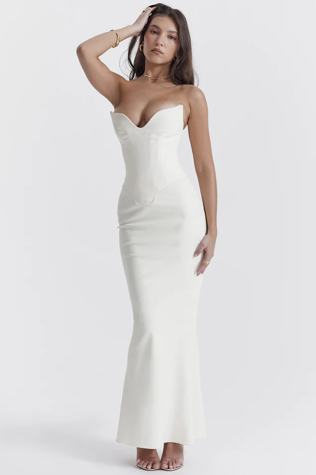 Tamara Ivory Strapless Corset Dress - Image 3