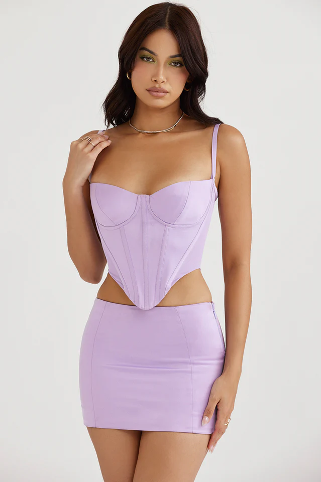 Tamsin Orchid Purple Herringbone Corset - Image 2
