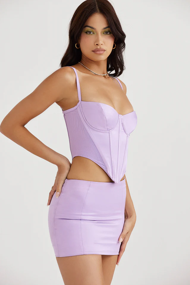 Tamsin Orchid Purple Herringbone Corset - Image 3