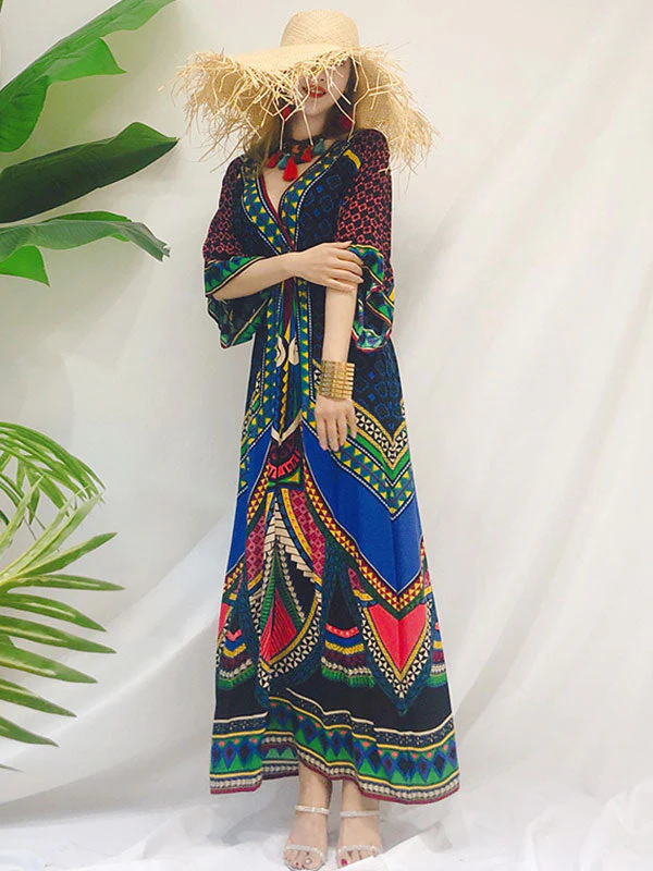 Tara Lee Retro Style Loose Bohemian Maxi Dress - Image 3