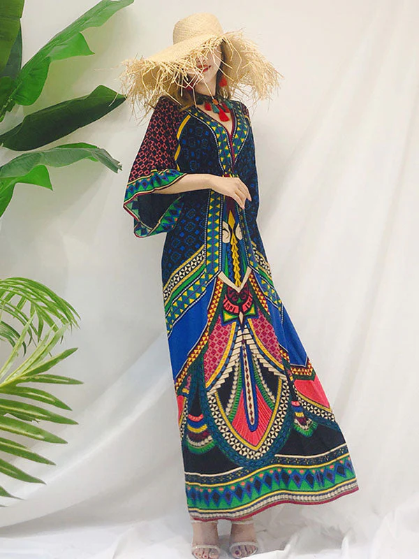 Tara Lee Retro Style Loose Bohemian Maxi Dress - Image 4