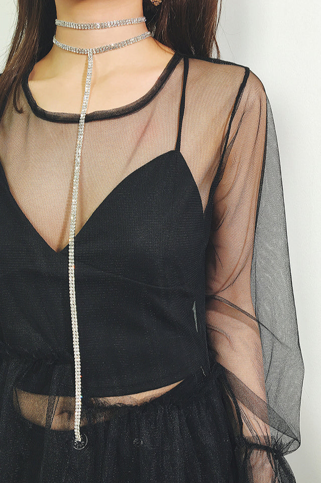 Tassel Crystal Rhinestone Choker Necklace - Image 3