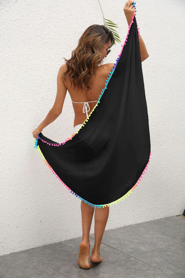 Tassel Patched Irregular One Piece Beach Skirt - Image 3