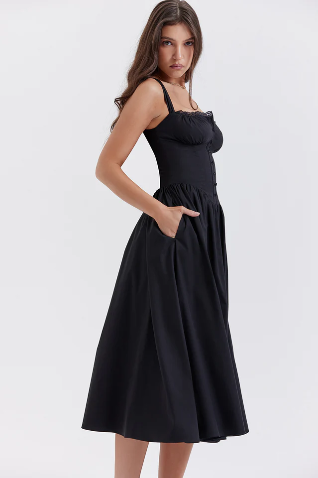 Tatiana Black Midi Sundress - Image 10