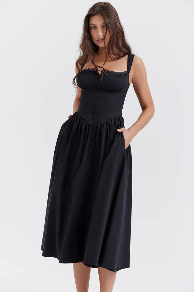 Tatiana Black Midi Sundress - Image 9