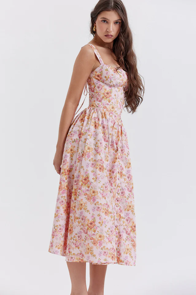 Tatiana Pink Floral Print Midi Dress - Image 5